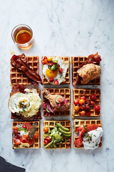 Savory Waffle Recipe, Waffle Shop, Waffle Maker Recipes, Savory Waffles, Breakfast Waffles, Maple Bacon, Think Food, Chicken And Waffles, Savory Breakfast