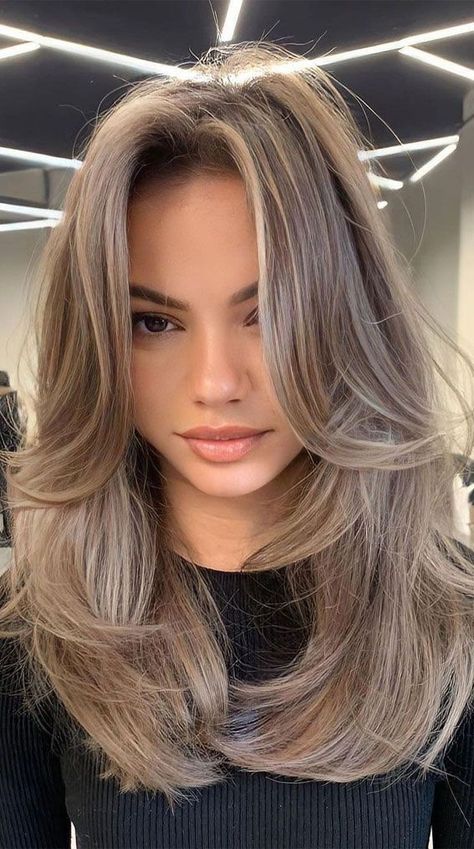 Soft Brown Hair Asian, Light Brown Hair With Highlights Cool Tone, Long Bob From The Back, Hair Colors For Pale Cool Tone Skin, Blonde Going Brown, Short Light Ash Brown Hair, Mushroom Brown Blonde Hair, Blond Babylights On Brown Hair, Natural Mousey Brown Hair