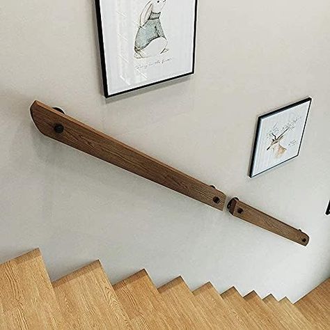 Kindergarten Corridor, Modern Attic, Wood Handrail, Staircase Handrail, Wood Staircase, Iron Brackets, Stair Handrail, Wooden Staircases, Wood Stairs