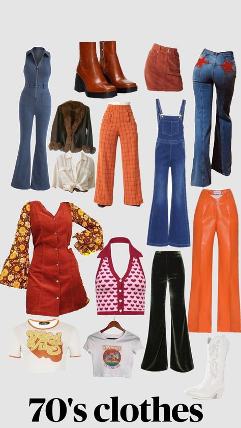 70s Wardrobe Essentials, 70s Dress Up Day At School, 70s Dress Up Day, Easy 70s Outfit, 70s Aesthetic Outfit, Women's 70s Outfits, Outfits 70s Style, 70s Outfits Women, 70's Outfits