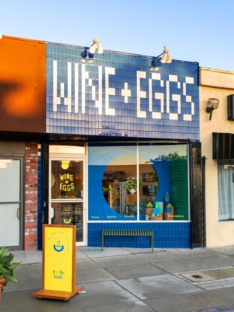 Wine and Eggs is a colourful Los Angeles grocery with a European feel Sing Sing, Parisian Cafe, Sight Unseen, Wine Store, Natural Wine, Shop Fronts, Custom Made Furniture, Tile Work, Store Front