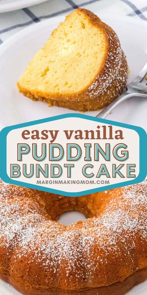 Bundt Pudding Cake Recipes, Bundt Cakes Using Cake Mixes Instant Pudding, Vanilla Cake Mix With Pudding Added, Easy Pudding Cake Recipe, White Cake Mix And Vanilla Pudding, Cake With Vanilla Pudding Mix In It, Cakes Made With Pudding, Yellow Cake Mix Vanilla Pudding Recipe, Yellow Pudding Cake Recipe