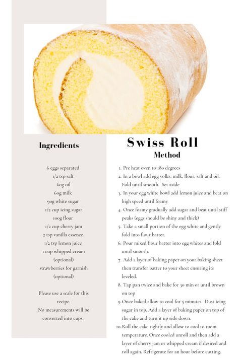 Asian Pastries, Homemade Recipe Books, Fancy Desserts Recipes, Homemade Donuts Recipe, Cake Roll Recipes, Homemade Cookbook, Sweet Dishes Recipes, Swiss Roll, Easy Baking Recipes Desserts