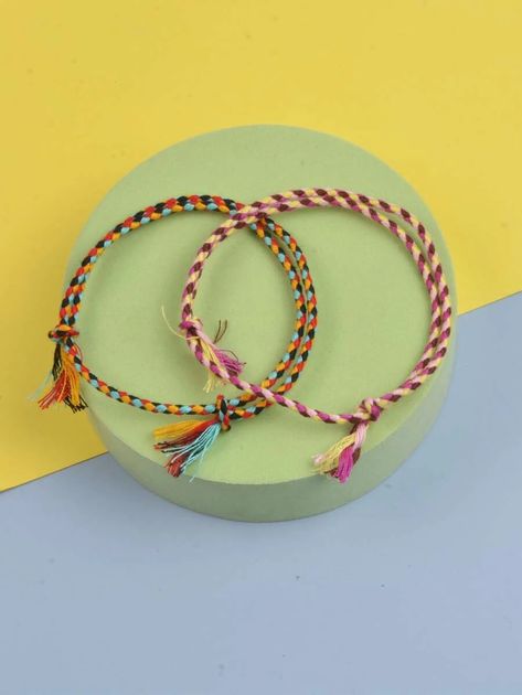 2pcs Girls Tassel Decor Color Block Braided Bracelet | SHEIN USA Tassel Decor, Tassels Decor, Kids Bracelets, Braided Bracelet, Braided Bracelets, Colorful Decor, Color Block, Tassels, Braids