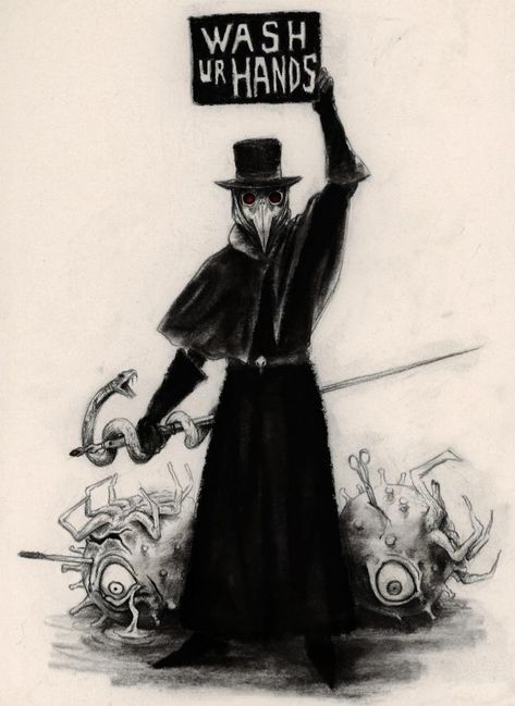 Plague Doctor, A Sign, Black And White, White, Black