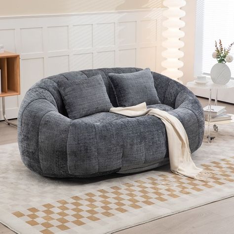 HOMEFUN Chenille Upholstered Durable Comfort Lounger High Back Bean Bag Loveseat Sofa - Bed Bath & Beyond - 40680141 Couch With Pillows, Sofa Bean Bag, Accent Floor, Loveseat Sofa Bed, Couches For Living Room, Large Couch, Chair Couch, Upholstery Bed, Bean Bag Sofa