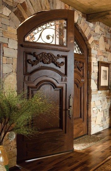 You had me at ‘The Door’ | Trying to Balance the Madness Mediterranean Front Doors, Mahogany Front Door, Double Front Doors, Lan Can, Unique Doors, Beautiful Doors, Home N Decor, Wood Doors, Double Doors