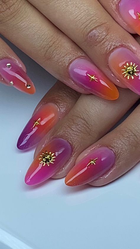 Vacation Summer Nails, Coastal Nails, Summer Aura, Nailart Summer, Sun Nails, Sunset Nails, Trendy Summer Nails, Aura Nails, Vibrant Nails