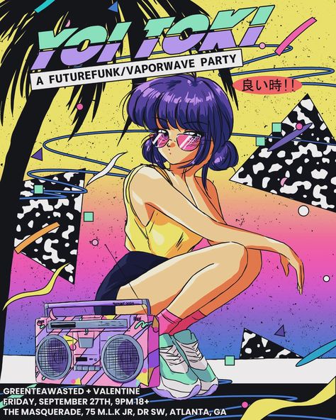 New Flyer Design for @yoi__toki 🩷 Can you believe Summer is almost over?! Where did the time go 🥹 #80s #90s #futurefunk #yoitoki #80sanime #90sanime #80smanga #90smanga #retro #showa #citypop #vaporwave #mizucat Future Retro Design, Citypop Album Cover, 80s Tokyo Aesthetic, Japanese 80s City Pop Fashion, 80s Cover Art, Vaporwave City Aesthetic, Retro Japanese Art, 80s Retro Design, Vaporwave Character Design