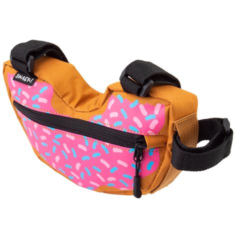 The Donut Frame Bag features straps on the top that connect to the top tube and an optional strap to attach to the front or rear to increase stability. Donut Bag, Urban Commuter, Smartphone Holder, Commuter Bike, Frame Bag, E Scooter, Snack Bags, Bike Bag, Adventure Bike