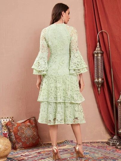 Stylish Midi Dress, Dresses Shein, Western Outfit, Dresses Trendy, Lace Dresses, Fashion Attire, Western Dresses, Western Outfits, Trendy Dresses