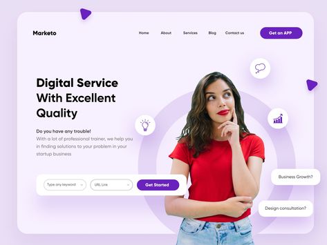 Digital Agency Landing Page-UX/UI Design by Hira Riaz🔥 블로그 디자인, Mobile App Design Inspiration, Directory Design, Webdesign Inspiration, App Design Inspiration, Digital Agency, Design Jobs, Web Layout, Mobile App Design