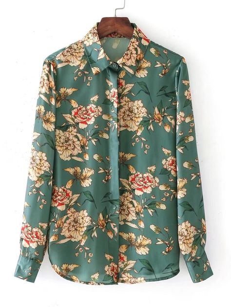 Autumn Blouses, Satijnen Blouses, Floral Shirt Outfit, Long Sleeve Loose Blouse, Ladies Blouses, Floral Long Sleeve Shirt, Women Floral Blouse, Fall Blouse, Stylish Top