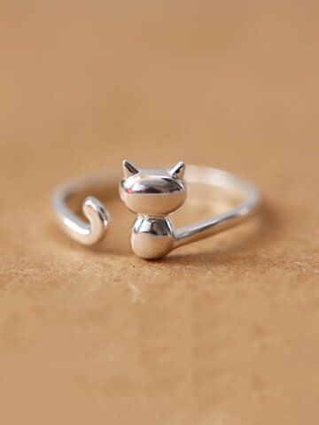 I found this amazing Elegant S925 Sterling Silver Cute Cat Open Ring with US$5.99,and 14 days return or refund guarantee protect to us. --Newchic Trendy Silver Jewelry, Silver Cat Ring, Fine Jewlery, Delicate Silver Necklace, Edgy Accessories, Ring Settings Types, Sterling Silver Cat, Cat Ring, Silver Cat