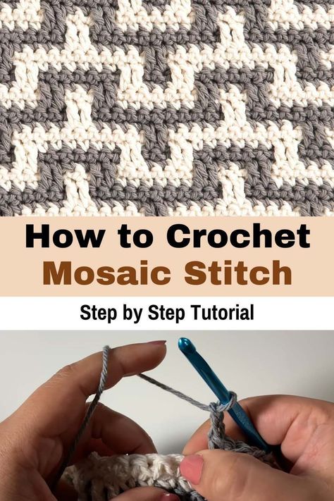 Mosaic Crochet Stitch, Closed Crochet Stitches, Mosaic Stitch Crochet, How To Mosaic Crochet, Inset Mosaic Crochet, Crochet Single Crochet, Intarsia Crochet, Crochet Mosaic, Stitches Pattern