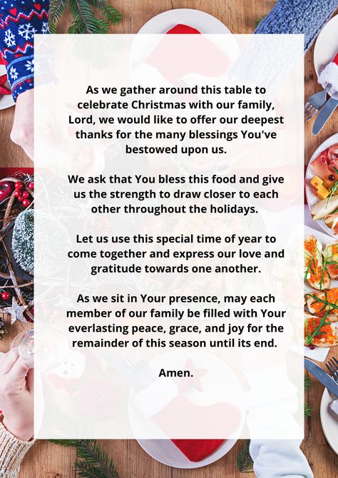 Christmas Eve Dinner Prayer, Christmas Dinner Prayer Simple, Christmas Prayers For Dinner, Dinner Time Quotes, Prayer Before Eating Meals, Christmas Dinner Prayer, Prayers Before Meals, Mealtime Prayers, Dinner Prayer