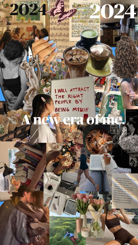 Motivational Collage, New Year Collage, A New Era Of Me, Me Poster, New Year Resolution, Life Binder, 2024 Trends, Beauty Nails, New Era