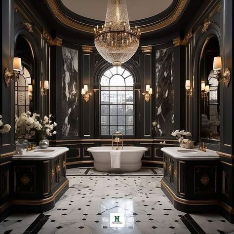 AZAAD (Book 1 : Oberoi Series) - OBEROI MANSION 2 - Wattpad Dark Home Aesthetic, Modern Gothic Home, Types Of Interior Design Styles, Classical Bathroom, Bathroom Dark, Castle House Design, Fairytale House, Dark Home, Beautiful Interior Design