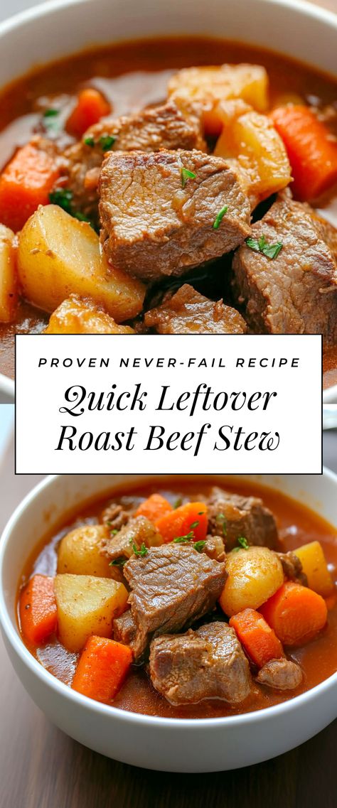 Image for Quick Leftover Roast Beef Stew Beef Stew Leftover Roast, Stew From Leftover Roast, Beef Stew Using Leftover Roast, Leftover Beef Stew What To Do With, Leftover Steak Stew Recipes, Beef Stew From Leftover Pot Roast, Beef Stew With Leftover Pot Roast, Leftover Prime Rib Beef Stew, Beef Stew With Leftover Roast