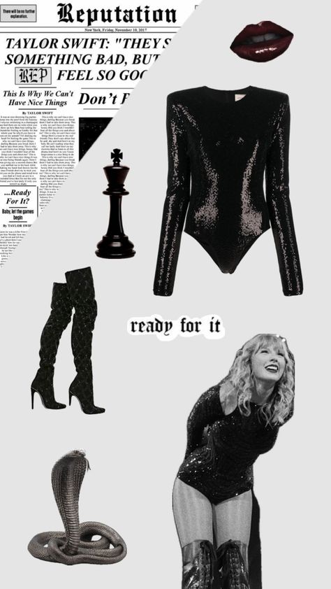 Taylor Swift Reputation Black Bodysuit, Reputation Costume, Album Cover Outfits, Taylor Swift Reputation Outfits, Reputation Eras Tour Outfit, Reputation Outfits, Eras Tour Outfits Ideas, Tour Outfits Ideas, Reputation Eras Tour