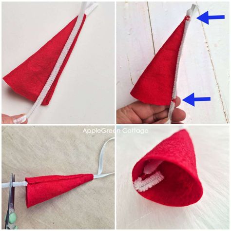 DIY Gnome Ornaments with a Free Pattern - AppleGreen Cottage Felt Gnome Hat Pattern, Felt Gnome Ornament Free Pattern, Gnome Sewing Pattern Free, Gnome Ornaments Diy Free Pattern, Gnome Hats Diy Free Pattern, Holiday Gnomes Diy, Diy Gnome Ornaments, Felt Gnomes, Origami Christmas Ornament