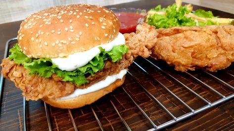 Zinger Burger Recipe KFC Style | Crispy Chicken Fillet Burger | How to make Zinger Burger at Home Zinger Burger Recipe, Chicken Fillet Burger, Chicken Zinger, Burger At Home, Zinger Burger, Burger Ideas, Chicken Fillet, Chicken Burgers Recipe, Bottle Ideas