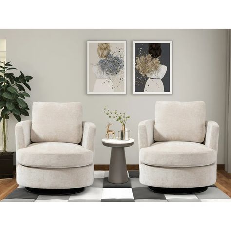 Wayfair | Swivel Small Accent Chairs You'll Love in 2023 Living Room Table Sets, Circular Frame, Swivel Barrel Chair, Swivel Accent Chair, Swivel Armchair, Assembly Instructions, Barrel Chair, Accent Chairs For Living Room, Back Pillow