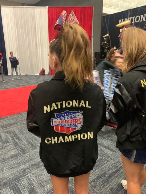 Cheer Mom Aesthetic, Allstar Cheer Aesthetic, Cheer Summit, Nca Cheer, Custom Cheer Uniforms, Cheerleader Aesthetic, All Star Cheerleading, Cheer Jackets, Comp Cheer