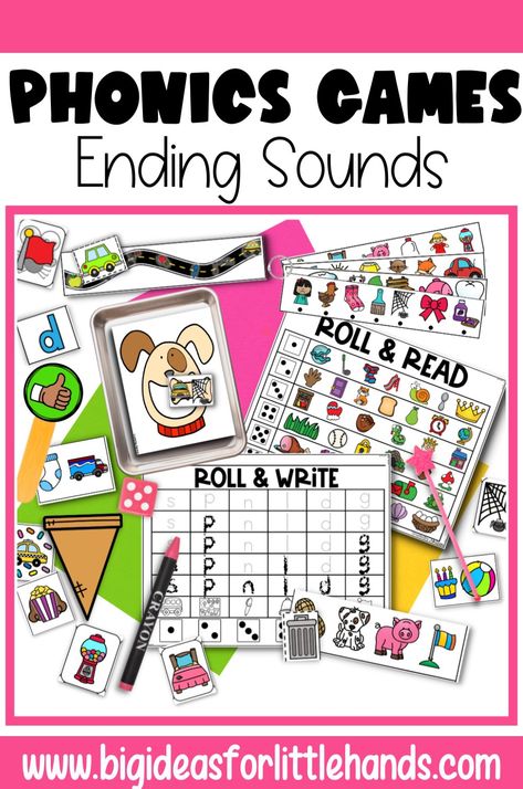 Looking for engaging phonics activities to reinforce ending sounds? Check out these fun and interactive games that will keep your students excited about learning! Easily plan your literacy centers with these grab and go activities today! Games For Kindergarten, Ending Sounds, Special Needs Teacher, Phonics Cards, Kindergarten Games, Small Group Activities, Phonics Games, Interactive Games, Teaching Phonics