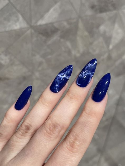 Dark Blue Manicure, Simple Dark Blue Nails, Dark Blue Nail Designs Ideas, Nails Ballerina Summer, Dark Blue Marble Nails, Nail Ideas Dark Blue, Nails 2023 Blue, Dark Blue Nails Design, Nail Designs Dark Blue