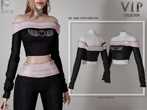 Sims 4 Juicy Couture Cc, Sims 4 Cc Crop Tops, Angel Crop Top, Alpha Cc, Sims 4 Tsr, Cc Clothes, Free Sims 4, The Sims 4 Packs, Sims 4 Expansions