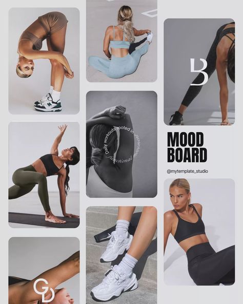 #moodboard for an exciting project coming soon .... Our Fitness coach Instagram bundle. stay tuned.... #canvatutorial #canvadesigninspiration #instagramtemplates #instagramtemplatedesign #moodboarddesign #moodboards #fitnesstrainer #fitnesscoach #branddesign #branddesigner #branding #fitnessbrand #graphicdesign #instagramtemplate #canvacreator #newprojects Fitness Studio Branding, Fitness Studio Aesthetic, Athleisure Branding, Fitness Coach Photoshoot, Fitness Coach Branding, Fitness Moodboard, Active Wear Photoshoot, Instagram Ads Ideas, Athleisure Inspo