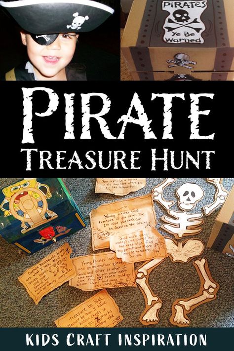 Pirate Treasure Hunt For Kids, Pirate Activity, Pirate Scavenger Hunts, Treasure Maps For Kids, Pirate Treasure Hunt, Treasure Hunt For Kids, Pirate Activities, Pirate Crafts, Treasure Hunt Clues