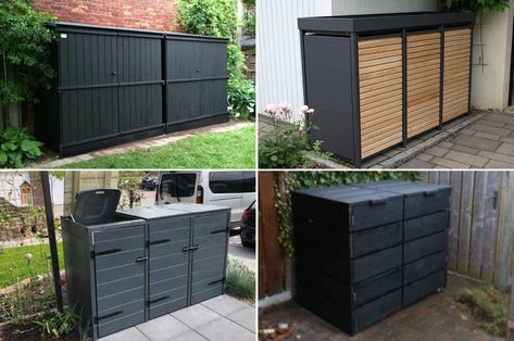 Storage Ideas For Outside, Garbage Container Storage Outdoor, Garbage Bin Shed, Garbage Shed Diy, Trash Barrel Storage Outside, Garbage Enclosure Ideas, Outdoor Garbage Storage Diy, Bear Proof Garbage Storage, Outdoor Garbage Can Hideaway