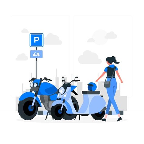 Free vector parking concept illustration | Free Vector #Freepik #freevector #parking #parking-space #parking-sign #motorcycle Traffic Symbols, Moped Motor, Pop App, World Music Day, Bike Icon, Two Wheeler, Parking Solutions, Seamless Backdrop, International Yoga Day