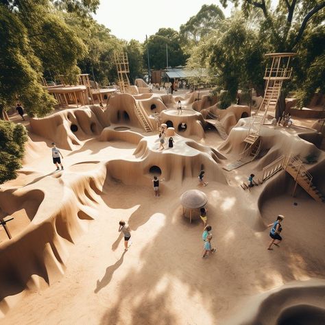 Escape the city hustle and immerse yourself in our serene urban sandplay playground surrounded by lush trees. Your perfect getaway in the heart of the city! 🌳 #CityEscape #UrbanOasis #SandplayFun Playground Design Plan, Playgrounds Architecture, Playground Landscaping, Urban Playground, Kids Play Spaces, Kindergarten Design, Outdoor Play Area, Children Park, Park Playground