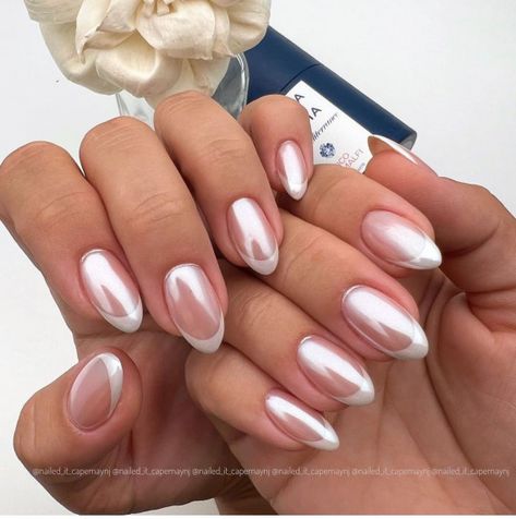 45 Glazed Donut Nails To Try Yourself : Glossy French Tip Nails 1 - Fab Mood | Wedding Colours, Wedding Themes, Wedding colour palettes Glossy French Tip Nails, Glossy French Tip, Glazed Donut Nails, Donut Nails, Glazed Donut, Pearl Nails, Tip Nails, Neutral Nails, Bridal Nails