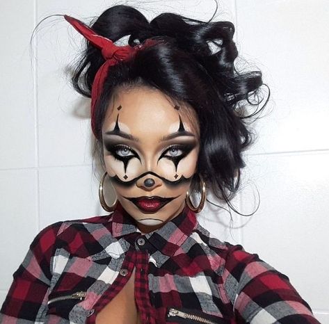 Gangsta Clown Makeup, Halloween Makeup Diy Tutorial, Chola Makeup, Red Hair Halloween Costumes, Cute Clown Makeup, Creative Halloween Makeup, Halloween Makeup Clown, Holloween Makeup, Cute Group Halloween Costumes