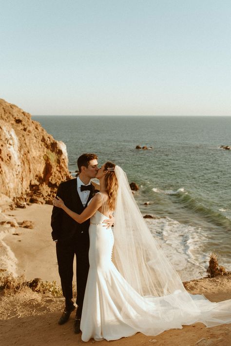 Malibu Airbnb Elopement | El Matador Beach wedding | Point Dume Malibu Bride and Groom portraits | California Coast | California Elopement photographer Malibu Wedding Dress, California Coast Wedding, Beach Wedding California, Beach Wedding Portraits, Airbnb Elopement, Elope California, Beach Elopement Pictures, Malibu Elopement, Malibu Beach Elopement