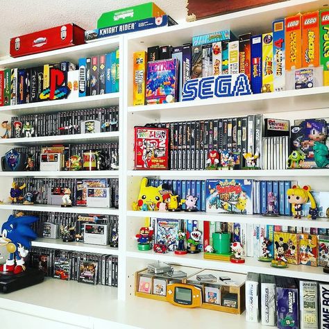 Retro Game Collection, Game Room Collection, Retro Video Game Display, Video Game Collection Display, Retro Video Game Room, Retro Gaming Room, Retro Game Room, Video Game Organization, Birthday Drawings