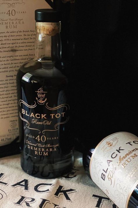 Black Tot 40 Year Old Rum Bottle Cheers Aesthetic, Craft Beer Shop, Landing Ideas, Black Whiskey, Party Drinks Alcohol, Spirit Drink, Rum Bottle, Beer Shop, Japanese Whisky