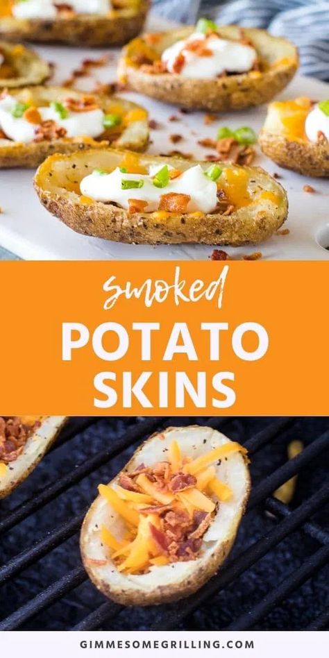 Vegan Smoker Recipes, Smoker Appetizers Snacks, Smoked Snacks, Rodeo Food, Kamado Recipes, Food Potatoes, Crispy Potato Skins, Smoked Potatoes, Grilling Food