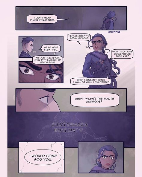 Jo Kay on Instagram: “Another Kanej comic for my set, commissioned by brambleberrycottage on tumblr! I just.... love this scene bro.... (yes I just noticed the…” Kaz Brekker And Inej Fanart, Six Of Crows Characters, Hot Coals, Caw Caw, Crow Books, Bone Books, Grisha Verse, Grisha Trilogy, Kaz Brekker