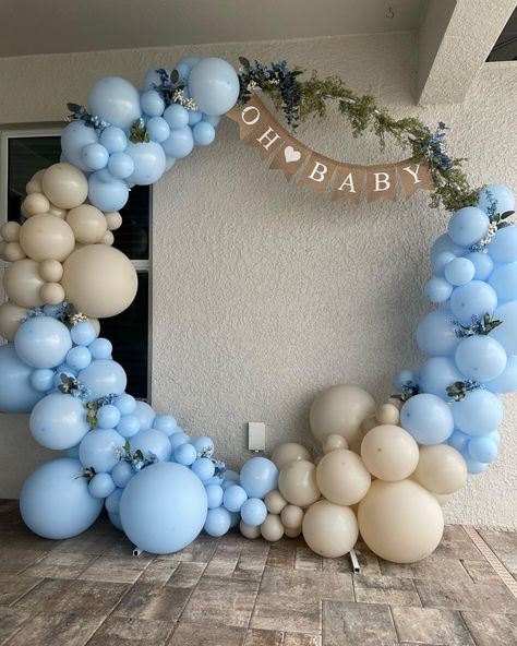 Balloon Arch For Baby Shower Boy, Baby Shower Boy Balloon Arch, Oh Baby Balloon Arch, Blue Baby Shower Balloon Arch, Baby Boy Shower Balloon Arch, Baby Shower Balloon Arch Ideas, Balloon Arch Baby Shower Boy, Shades Of Blue Baby Shower Ideas, Baby Boy Balloon Arch