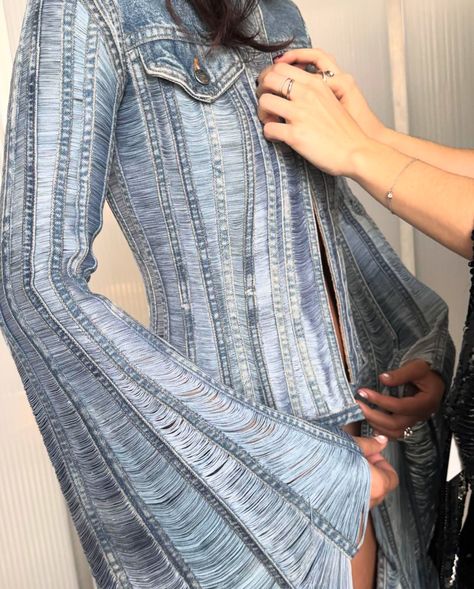 sam (@pinkmochhi) on X Jean Paul Gaultier Fashion, Crazy Jeans, Denim Tassel, Jean Paul Gaultier Couture, Tavi Gevinson, Gaultier Couture, Tassel Jacket, Couture Denim, Paul Gaultier Spring