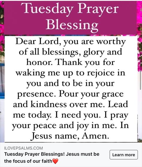 Godly Woman Daily on Instagram: “Tuesday Blessings! - Go to link in bio to read today’s Encouraging word. Don’t miss. Stay encouraged and blessed! 💜” Tuesday Prayers And Blessings, When Prayers Go Up Blessings Come Down, Tuesday Prayer, Tuesday Morning Blessings, Waking Up Is A Blessing Quotes, Thank God For Waking Me Up This Morning, Thank You God For Waking Me Up Today, Tuesday Blessings, Tuesday Blessings Mornings