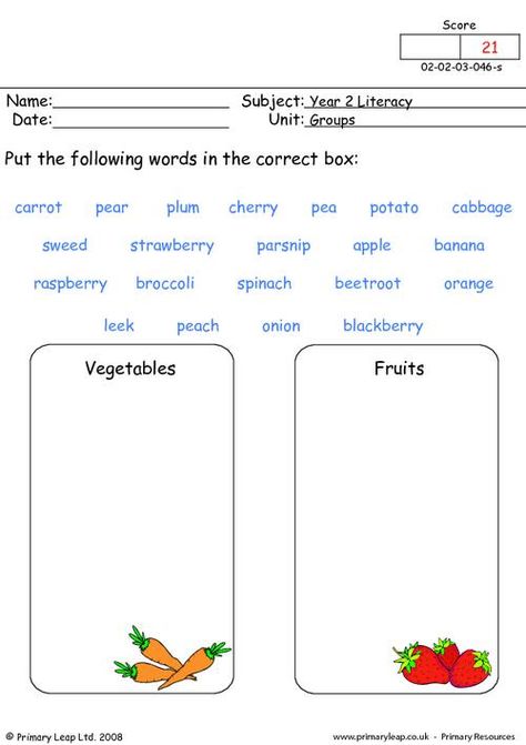 Literacy: Groups 2 | Worksheet | PrimaryLeap.co.uk Year 2 English, Primary Worksheets, Literacy Groups, At Words, Words Worksheet, 1 Worksheet, English Activities For Kids, Consonant Blends, Phonics Practice