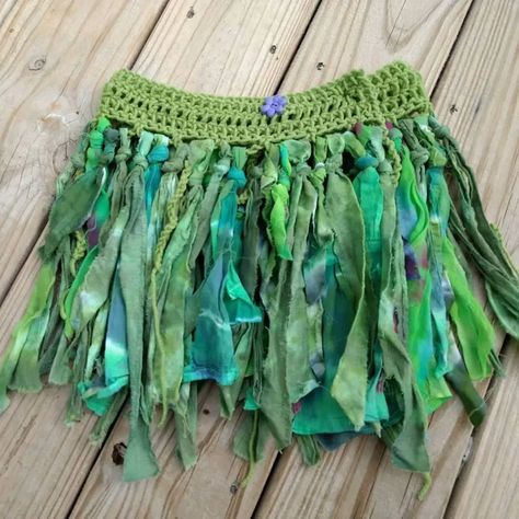 Crochet Boho Skirt, Shakespeare Costumes, Patterns Preschool, Pixie Belt, Faerie Clothes, Rag Skirt, Nature Fairy, Rave Outfits Festivals, Witch Party