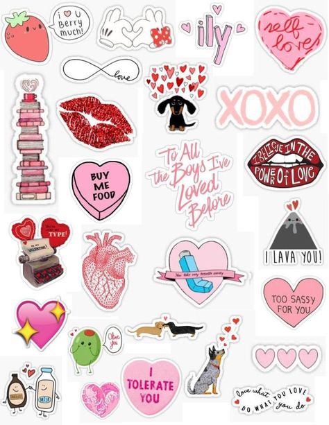 Lip Stickers Kiss, Heart Stickers Aesthetic, Xoxo Sticker, Xoxo Stickers, Happy Valentines Day Stickers, Self Love Stickers, Stickers Trendy, Emoji Heart, Kiss Lipstick