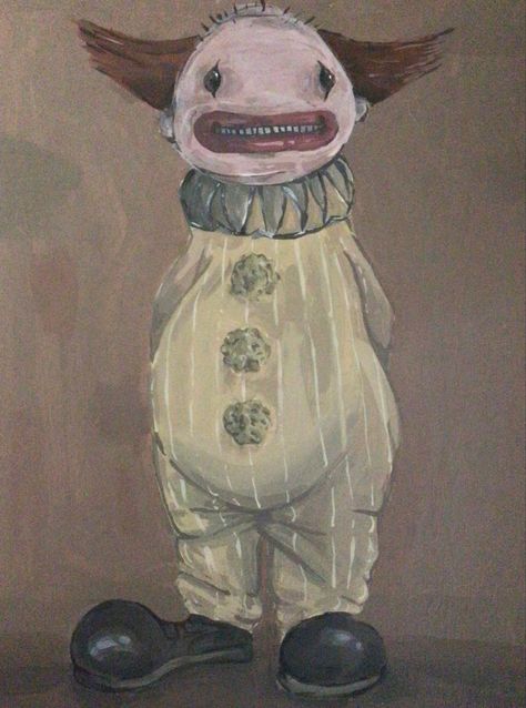 Scary Things To Paint, Art Ideas Creepy, Creepy Illustration Art, Cute But Scary Drawings, Scary Cute Drawings, Weird Art Projects, Strange Painting Ideas, Weird Scary Art, Clown Puppet Drawing